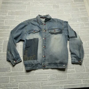 Chaqueta vaquera vintage Barcode adulto grande azul denim camionero abotonada para hombre - Imagen 1 de 11