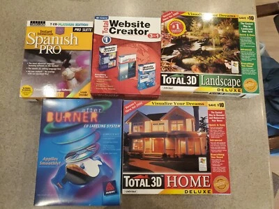 Vintage Software Lot of 5 Packages -Spanish, Website, Landscape, CD Labeling, 3D - Image 1 of 4