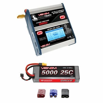 Venom 25C 2S 5000mAh 7.4V LiPo Battery with Pro Touch Charger Combo - Image 1 of 4