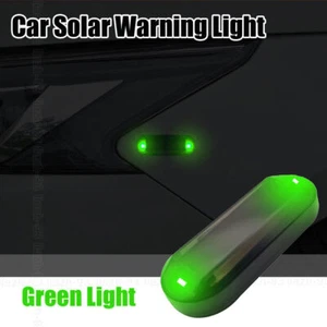 1Pc Car Accessories Solar LED Flash Light Anti-theft Safety Warning Light Green - Picture 1 of 13
