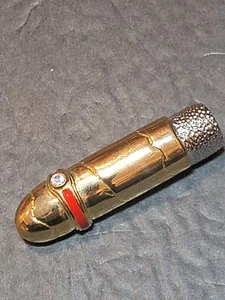 Bijorca Schmuckstein Faux Lippenstift Brosche mit passenden Ohrringen Vintage 70er 80er Original Etikett - Bild 1 von 14