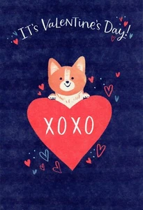 Cute VALENTINE'S DAY Card, XOXO Corgi Dog Heart by American Greetings + Envelope - Picture 1 of 4