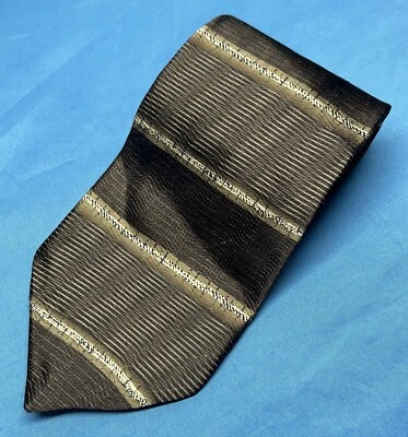 Corbata de cuello 100 % seda NEGOCIO/IGLESIA RAYAS MARRÓN/BRONCEADO COLECCIÓN HAGGAR Foto 1 de 3