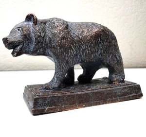 Scultura orso rame fuso vintage bellissima patina rustica California Grizzly 5" - Foto 1 di 8