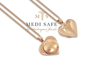 LADIES SOS NECKLACE/PENDANT/CHAIN MEDIC INFO/ALERT TALISMAN MEDALLION ROSE GOLD - Picture 1 of 5