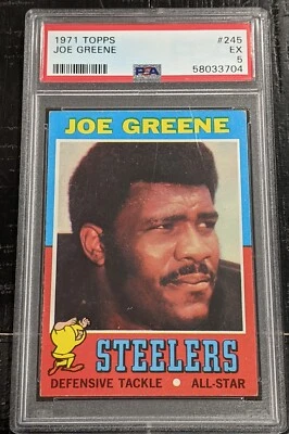 Topps Joe Greene 1971 novato radiocontrol PSA 5 ex centrado muerto #245 Steelers recién graduado Foto 1 de 4