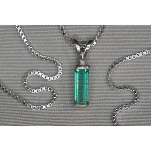 Colombian Emerald Necklace 0.64ct Sterling Silver Real Pendant Jewelry EP244 - Picture 1 of 5