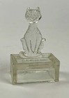 Antique Vintage Black cat for luck glass candy container