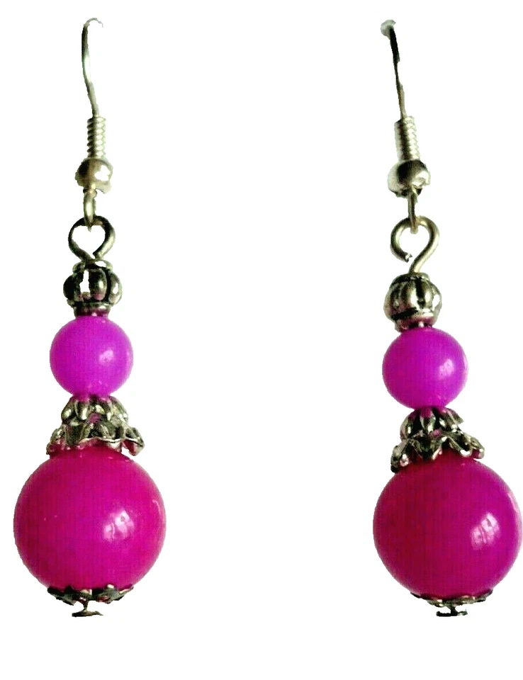 4,5 cm lange Ohrringe Steinschmuck Ohrhänger Jade lila Tibet Silber Folklore NEU - Bild 1 von 1