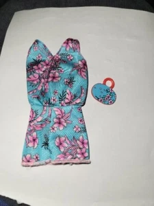 BARBIE FLORAL SHORT JUMPER ONE PIECE WITH MATCHING PURSE NICE - Picture 1 of 14
