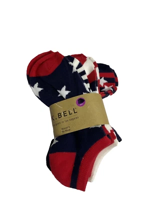 Paquete de 5 calcetines para mujer K.Bell rojos/blancos/azules bandera americana sin show talla 4-10 Foto 1 de 4