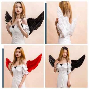 Feather Angel Wings Adult Teenage Fairy Fancy Dress Halloween Xmas Party Costume - Picture 1 of 19