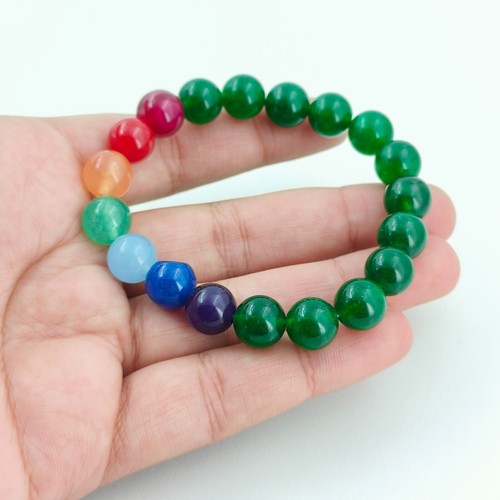 VALENTINO Bracciale 7 Chakra Pietre Preziose Naturali Perline Fatto a Mano Guarigione Reiki Yoga Meditazione
