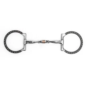 NY Tack 5" Western D Anillo Plata Punteado Cobre Incrustaciones Cacahuete Pastilla Broca Snaffle - Imagen 1 de 6