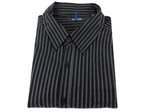 Kenneth Cole Reaction Cotton Dress Shirt Reg. Fit anthrazit grau schwarz gestreift XL - Bild 1 von 1