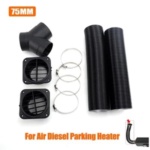75mm Diesel Heater Pipe Ducting + Y Branch Piece + Warm Air Outlet Vent Set New - Picture 1 of 6