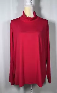 Investments Essentials Shirt Turtleneck Top Plus 2X Long Sleeve Stretch Red NW - Picture 1 of 9