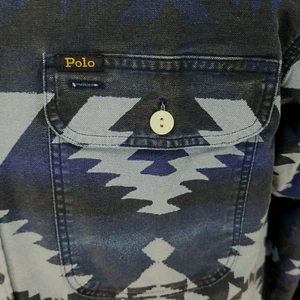 POLO RALPH LAUREN Shirt Indigo Blue Southwestern Aztec Tribal Button Mens M NEW* - Picture 1 of 10