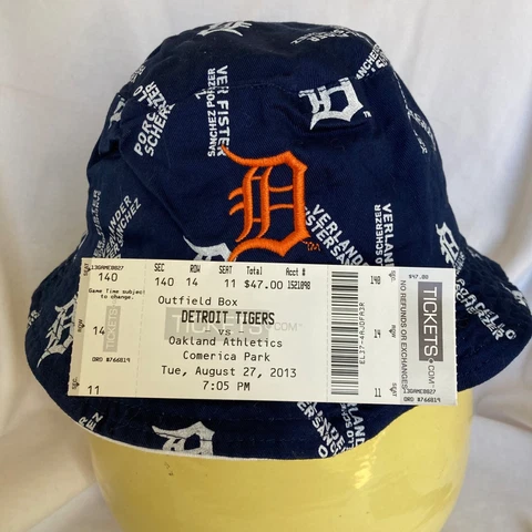 MLB Detroit Tiger TICKET STUB AND floppy bucket hat REVERSIBLE Justin Verlander Cover