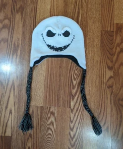 DISNEY NIGHTMARE BEFORE CHRISTMAS JACK SKELLINGTON KNIT LAPLANDER WHITE BLACK - Picture 1 of 3
