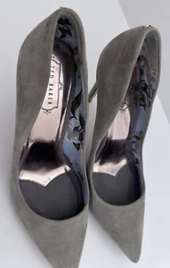 Ted Baker Elegant Grey Suede Shoes High 4”Heels Stilettos Size 40 Casual Party - Picture 1 of 8