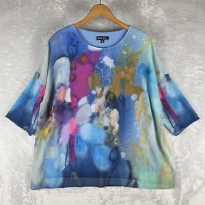 CLAIRE DESJARDINS Womens L Abstract Art to Wear Tunic Watercolor Multicolor Top - Picture 1 of 6