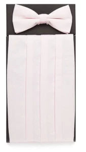 Madison Elegant Pre-Tied Cummerbund & Bow Tie 2-Piece Set Silky Fabric Pink NEW - Picture 1 of 2