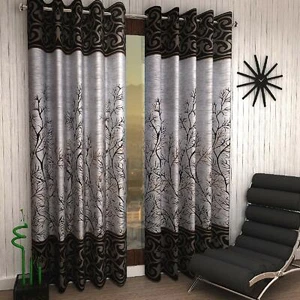 2 Piece Brown Eyelet Ring top Door Window Curtains Set 5 7 9 Feet US - Picture 1 of 3