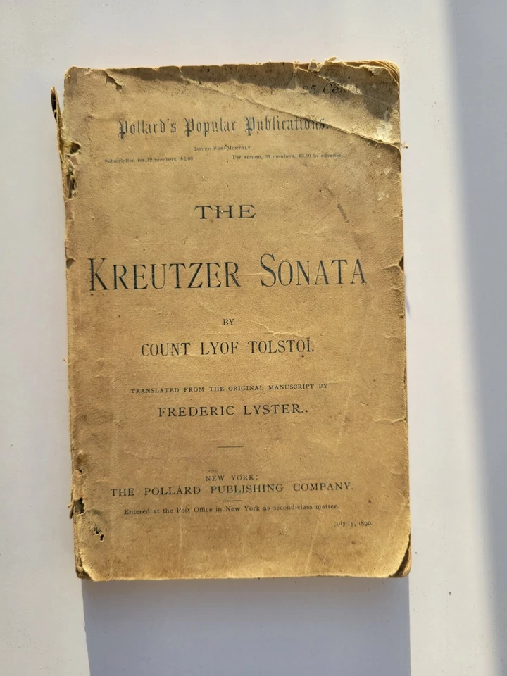 Kreutzer Sonata Leo Tolstoy Pollard's Popular Publications #1 1890 First Rare  Foto 1 de 3