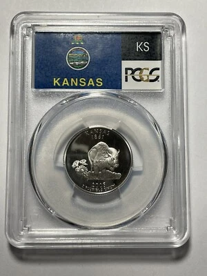 2005 s SILVER proof Kansas statehood quarter PCGS PR 69 DCAM flag label. 25C 470 - Image 1 of 2