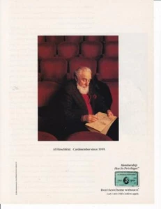 "Anuncio impreso 1989 de Al Hirchfeld/American Express ""Tarjeta miembro desde 1959" - Imagen 1 de 1