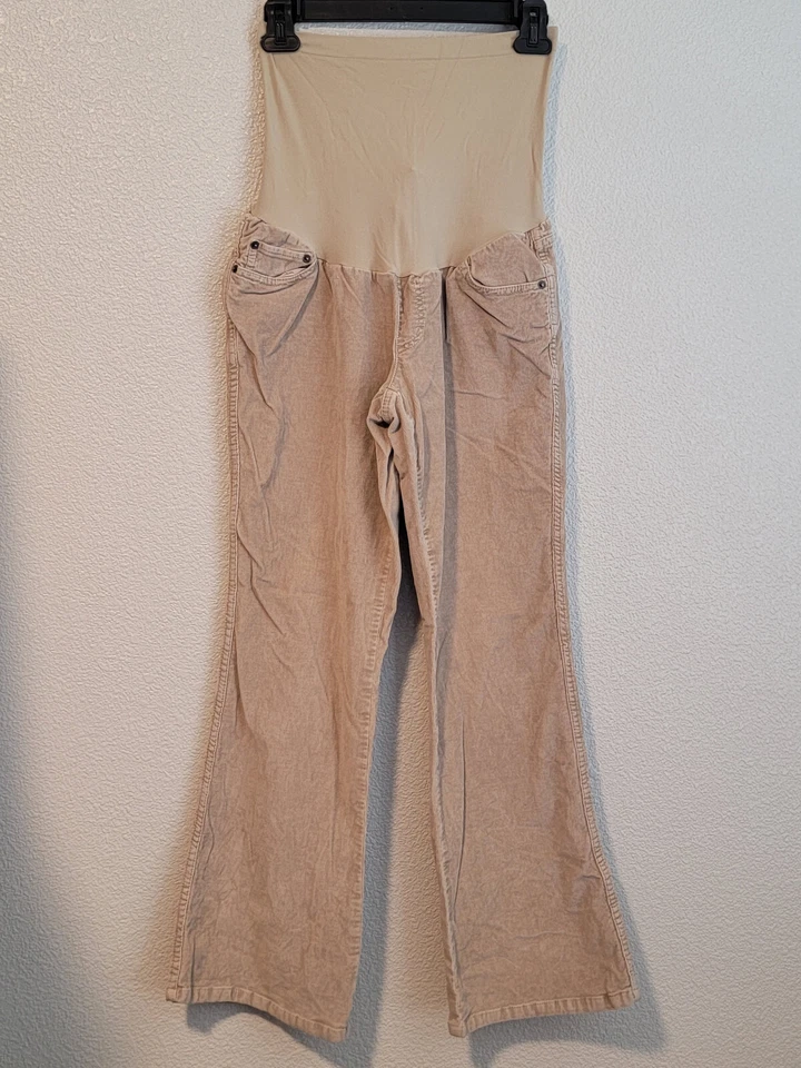 A Pea In The Pod Maternity Corduroy Pants Womens Size PL Bootcut Color Tan - Image 1 of 4