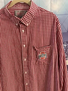 Ohio State Varsity Buckeyes Button Up Mens M Red Gingham Check Pockets NCAA - Picture 1 of 9