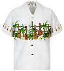 PLA ORIGINAL HAWAIIHEMD Hawaihemd Hawaii Gitarre Bambus Aloha Shirt Weiß