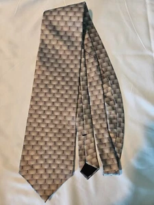 Cravatta cravatta Bill Blass 100% seta fantasia grigio e blu - Foto 1 di 4