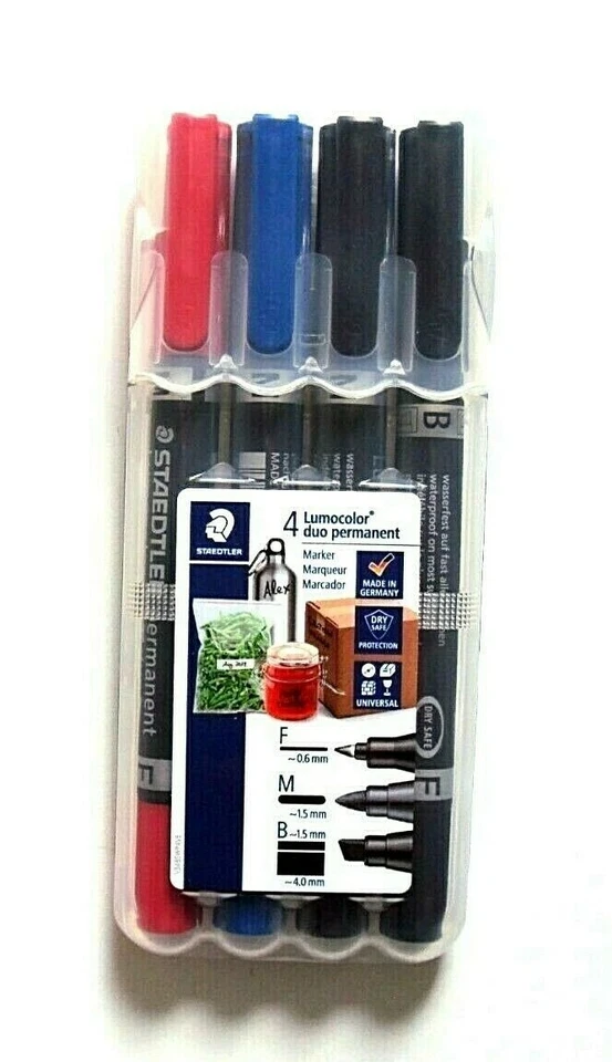 STAEDTLER 4 Lumocolor duo permanent Marker Wasserfest DRY SAFE - Bild 1 von 1
