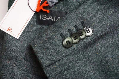 Isaia Napoli Green Flannel Woven Wool Sport Coat Jacket 38R NEW - Image 1 of 4