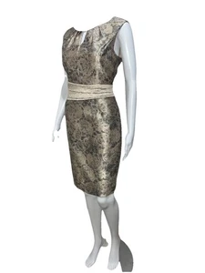 Ellen Tracy Gr. 6 Etuikleid Metallic Gold/Bronze komplett gefüttert Abend Party - Bild 1 von 10