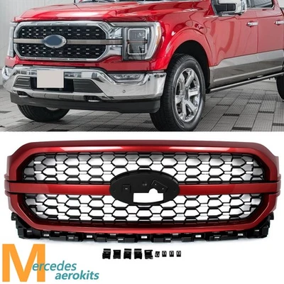 Grille For Ford F-150 F150 21-23 Platinum Front Bumper Grille Rapid Red W/Black - Изображение 1 из 4