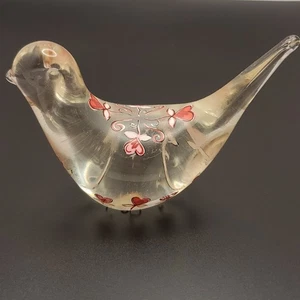 Glas Vogel Briefbeschwerer mit Herzen - Bild 1 von 7
