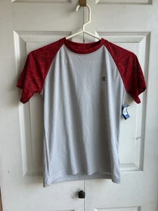 NWT Boys Champion Gray Red Active T Shirt Small Logo 2 Tone Size 10-12 - Picture 1 of 6