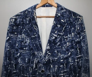 Vintage Hickory Freeman Velour Blue Blazer Sports Coat Jacket 42 L Preppy Miami - Picture 1 of 8