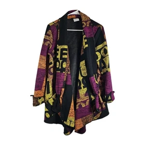 Bali Sweater Womens Large Vtg Cardigan Jacket Artsy Longline Art To Wear Grunge - Picture 1 of 7