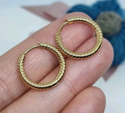 NEW Genuine Pandora 14k Gold Plated Moments Small Charm Hoop Earrings 💕 ALE MET - Image 1 of 4