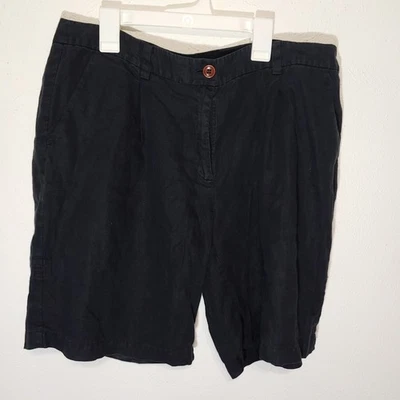Bermudas de lino orgánico Eileen Fisher para mujer talla 12 negras Foto 1 de 4