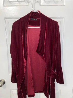 Cárdigan de terciopelo granate - mediano para mujer Foto 1 de 4
