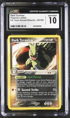 CGC 10 GEM MINT Dark Tyranitar EX Team Rocket Returns 20/109 Pokemon Card - Image 1 of 2