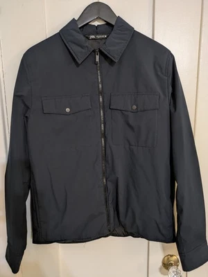 Zara Men Technical Jacket Medium Navy Blue Puffer Insulated Water Repellent - Image 1 of 4