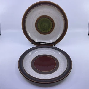 Juego de 2 platos de cena de gres Denby Potters Wheel rojo y verde de 10" - Imagen 1 de 8