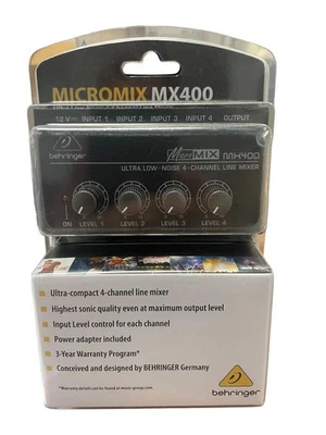 Behringer MicroMIX MX400 4-Channel Line Mixer New in Box - Image 1 of 2
